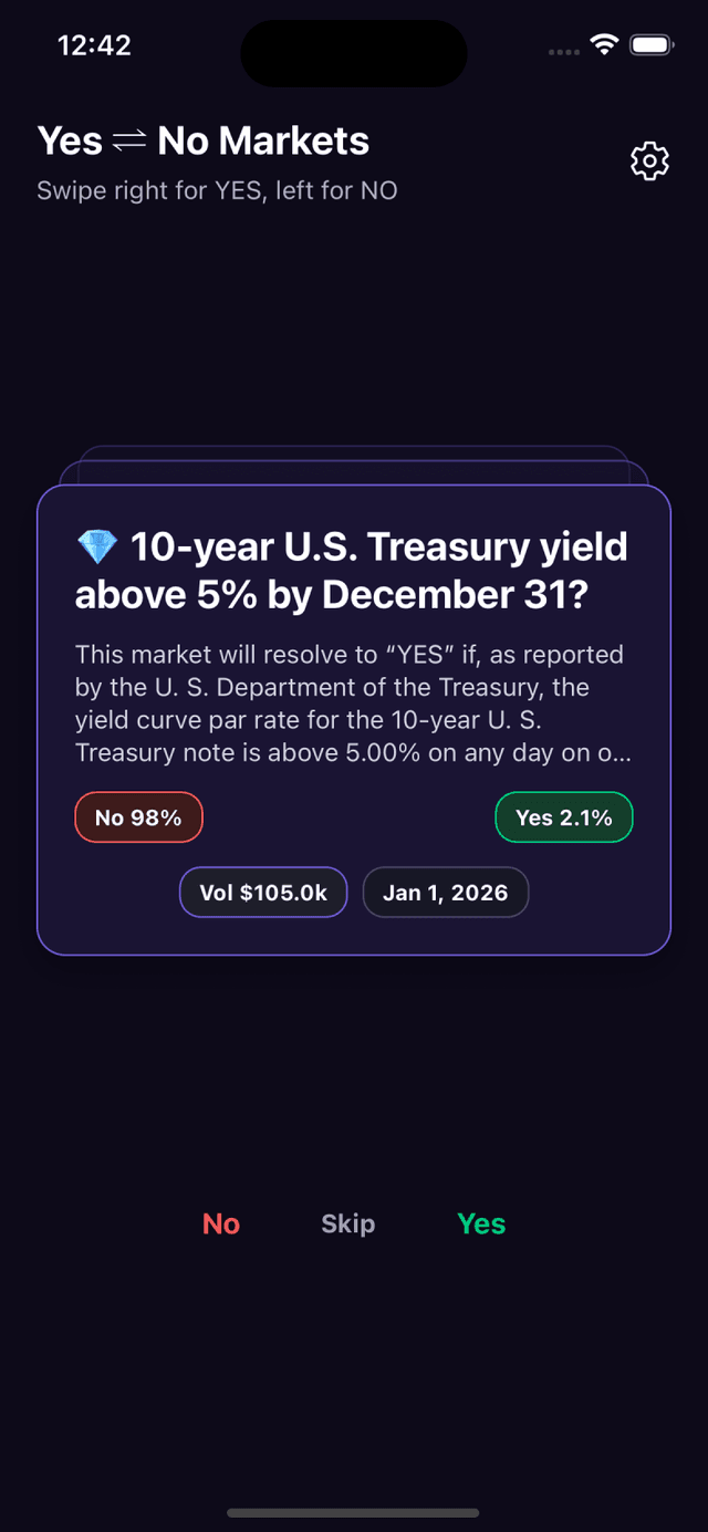 Yes No app prototype screenshot